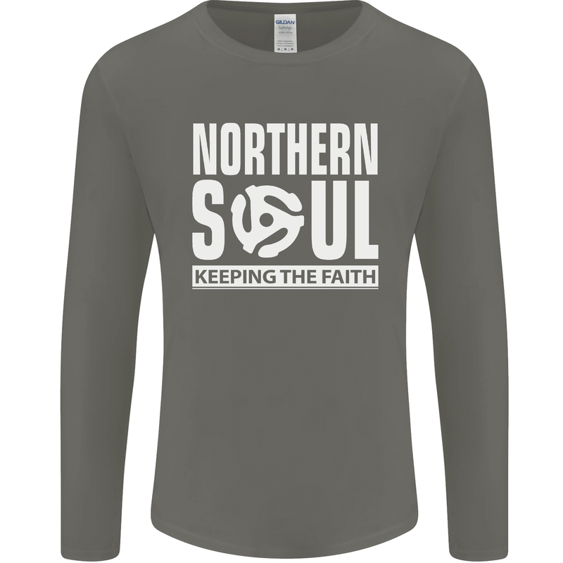 Northern Soul Vinyl 33rpm Record Insert Mens Long Sleeve T-Shirt Charcoal