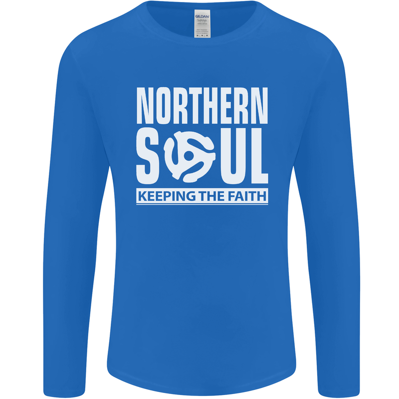 Northern Soul Vinyl 33rpm Record Insert Mens Long Sleeve T-Shirt Royal Blue