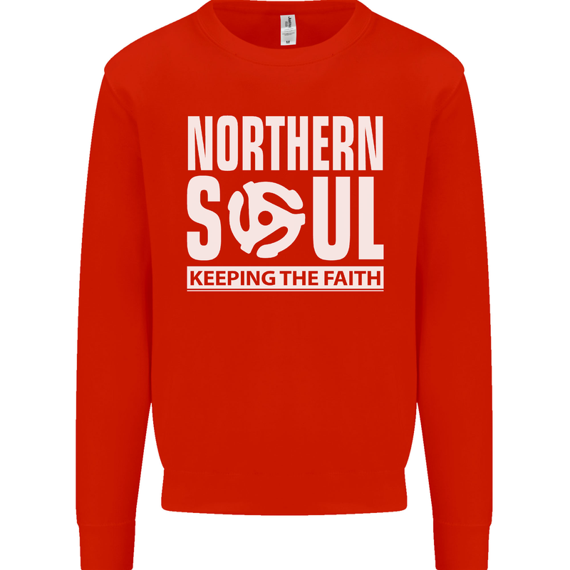 Northern Soul Vinyl 33rpm Record Insert Mens Sweatshirt Jumper Bright Red