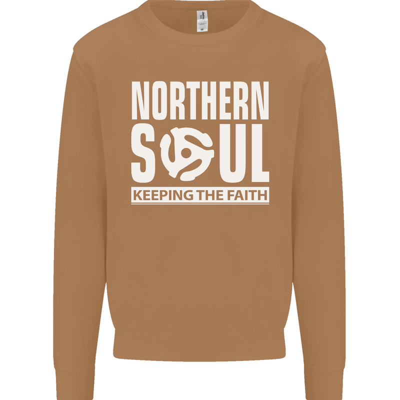 Northern Soul Vinyl 33rpm Record Insert Mens Sweatshirt Jumper Caramel Latte