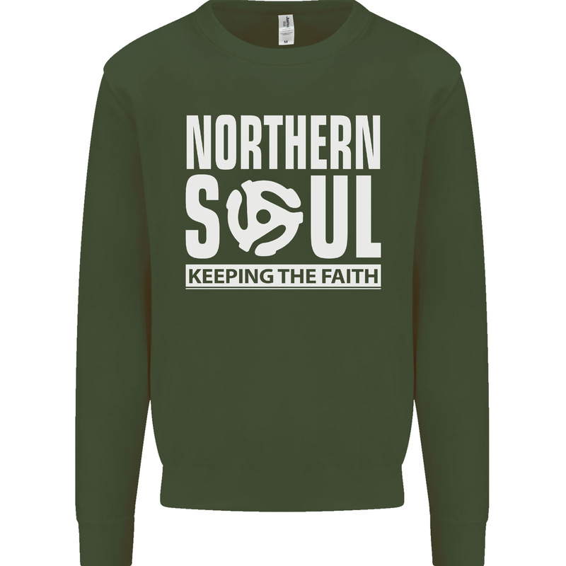 Northern Soul Vinyl 33rpm Record Insert Mens Sweatshirt Jumper Forest Green