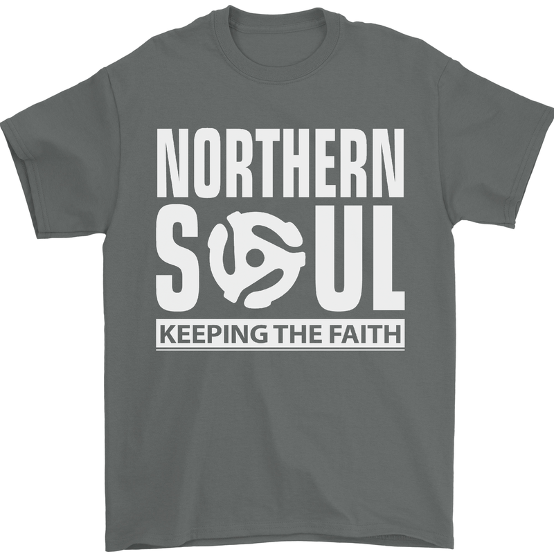 Northern Soul Vinyl 33rpm Record Insert Mens T-Shirt Cotton Gildan Charcoal