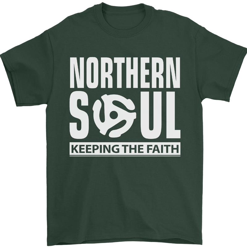 Northern Soul Vinyl 33rpm Record Insert Mens T-Shirt Cotton Gildan Forest Green