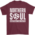 Northern Soul Vinyl 33rpm Record Insert Mens T-Shirt Cotton Gildan Maroon