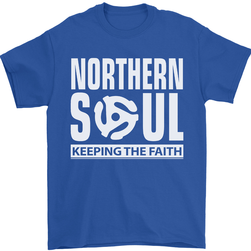 Northern Soul Vinyl 33rpm Record Insert Mens T-Shirt Cotton Gildan Royal Blue