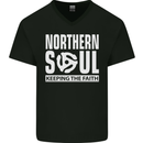 Northern Soul Vinyl 33rpm Record Insert Mens V-Neck Cotton T-Shirt Black
