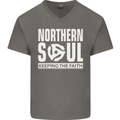 Northern Soul Vinyl 33rpm Record Insert Mens V-Neck Cotton T-Shirt Charcoal