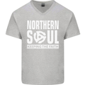 Northern Soul Vinyl 33rpm Record Insert Mens V-Neck Cotton T-Shirt Sports Grey