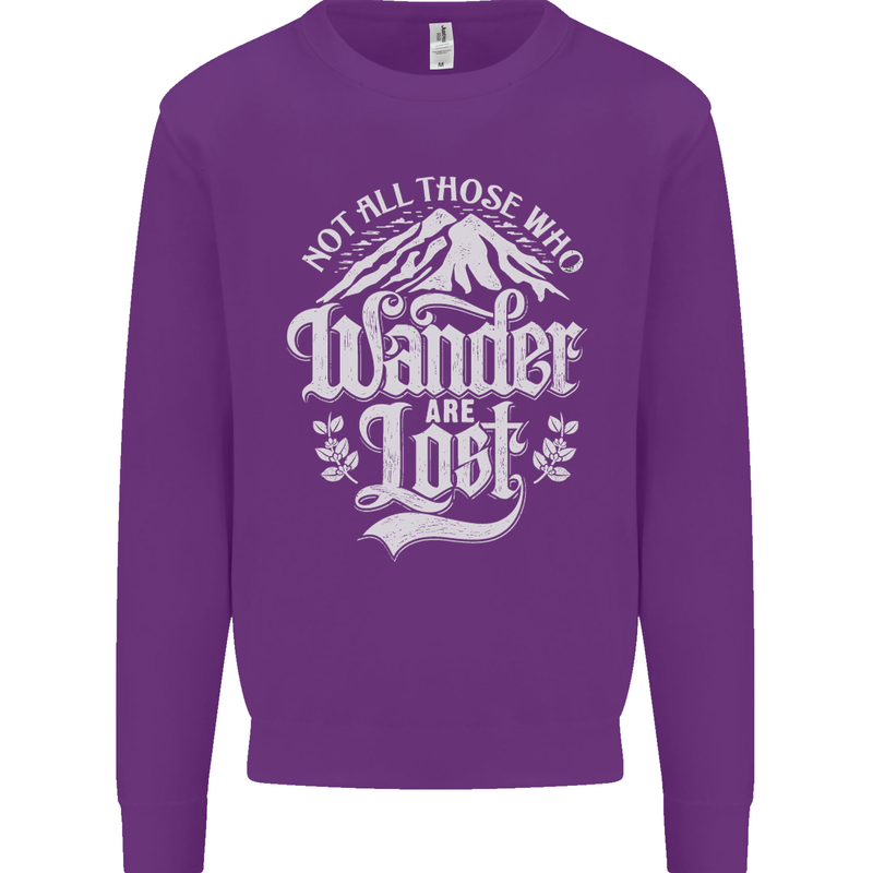 Not All Those Who Wander Are Lost Trekking Kids Sweatshirt Jumper Purple