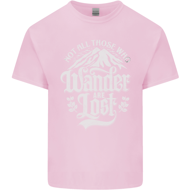 Not All Those Who Wander Are Lost Trekking Kids T-Shirt Childrens Light Pink