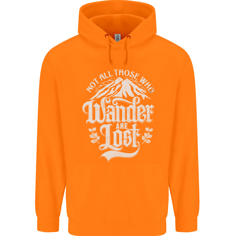 Not All Those Who Wander Are Lost Trekking Mens 80% Cotton Hoodie Orange
