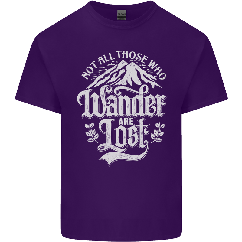 Not All Those Who Wander Are Lost Trekking Mens Cotton T-Shirt Tee Top Purple