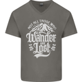 Not All Those Who Wander Are Lost Trekking Mens V-Neck Cotton T-Shirt Charcoal