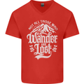 Not All Those Who Wander Are Lost Trekking Mens V-Neck Cotton T-Shirt Red