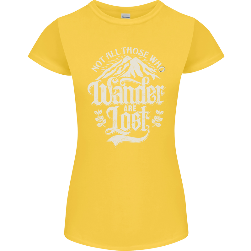 Not All Those Who Wander Are Lost Trekking Womens Petite Cut T-Shirt Yellow