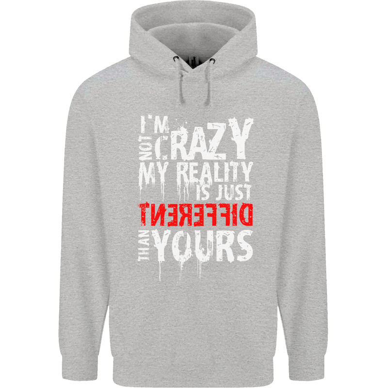 Not Crazy My Reality Is Different Childrens Kids Hoodie Sports Grey