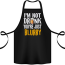 Not Drunk You're Blurry Funny Beer Alcohol Cotton Apron 100% Organic Black