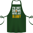 Not Drunk You're Blurry Funny Beer Alcohol Cotton Apron 100% Organic Forest Green