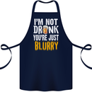 Not Drunk You're Blurry Funny Beer Alcohol Cotton Apron 100% Organic Navy Blue