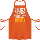 Not Drunk You're Blurry Funny Beer Alcohol Cotton Apron 100% Organic Orange