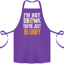 Not Drunk You're Blurry Funny Beer Alcohol Cotton Apron 100% Organic Purple