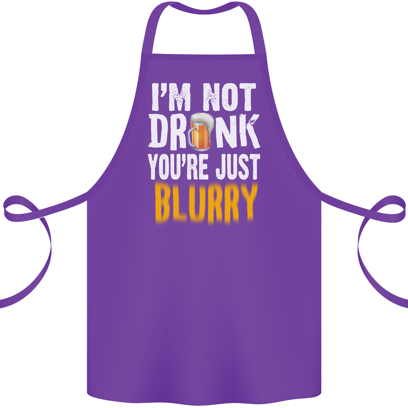 Not Drunk You're Blurry Funny Beer Alcohol Cotton Apron 100% Organic Purple