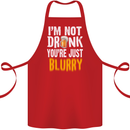 Not Drunk You're Blurry Funny Beer Alcohol Cotton Apron 100% Organic Red