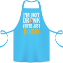Not Drunk You're Blurry Funny Beer Alcohol Cotton Apron 100% Organic Turquoise