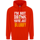 Not Drunk You're Blurry Funny Beer Alcohol Mens 80% Cotton Hoodie Bright Red