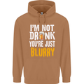 Not Drunk You're Blurry Funny Beer Alcohol Mens 80% Cotton Hoodie Caramel Latte
