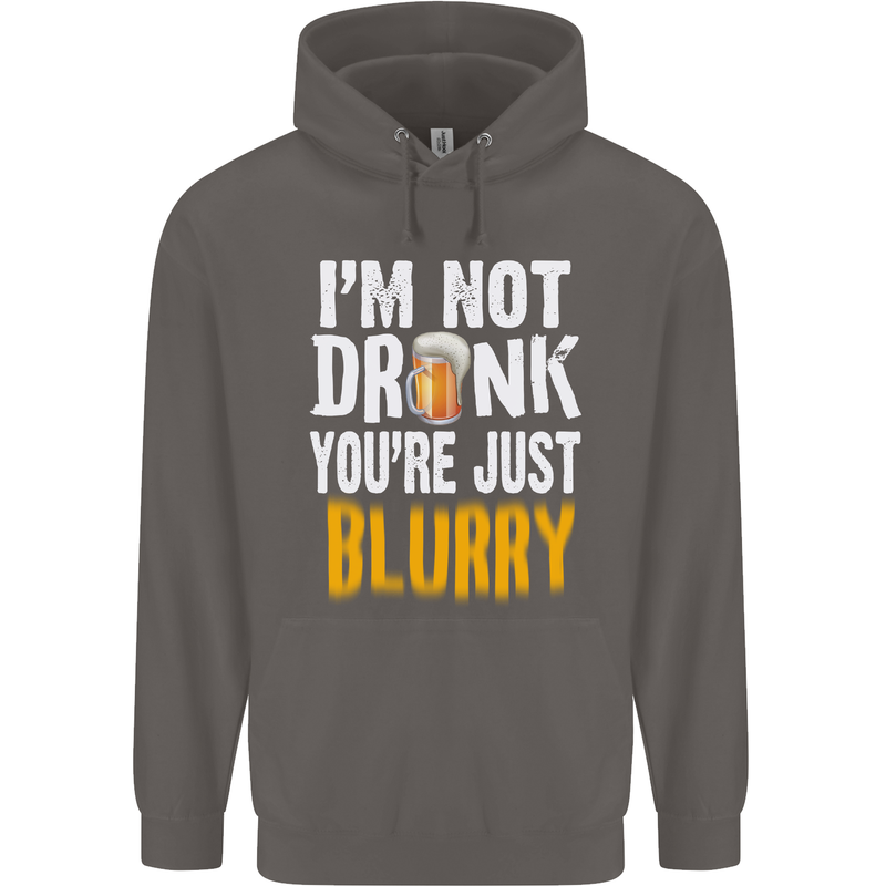 Not Drunk You're Blurry Funny Beer Alcohol Mens 80% Cotton Hoodie Charcoal