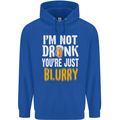 Not Drunk You're Blurry Funny Beer Alcohol Mens 80% Cotton Hoodie Royal Blue