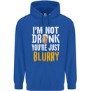 Not Drunk You're Blurry Funny Beer Alcohol Mens 80% Cotton Hoodie Royal Blue