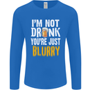 Not Drunk You're Blurry Funny Beer Alcohol Mens Long Sleeve T-Shirt Royal Blue