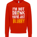 Not Drunk You're Blurry Funny Beer Alcohol Mens Sweatshirt Jumper Bright Red