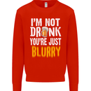 Not Drunk You're Blurry Funny Beer Alcohol Mens Sweatshirt Jumper Bright Red