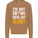 Not Drunk You're Blurry Funny Beer Alcohol Mens Sweatshirt Jumper Caramel Latte