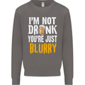 Not Drunk You're Blurry Funny Beer Alcohol Mens Sweatshirt Jumper Charcoal