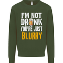Not Drunk You're Blurry Funny Beer Alcohol Mens Sweatshirt Jumper Forest Green