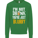 Not Drunk You're Blurry Funny Beer Alcohol Mens Sweatshirt Jumper Irish Green