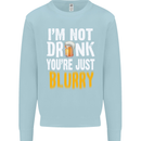 Not Drunk You're Blurry Funny Beer Alcohol Mens Sweatshirt Jumper Light Blue