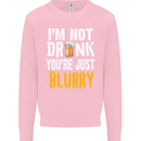 Not Drunk You're Blurry Funny Beer Alcohol Mens Sweatshirt Jumper Light Pink