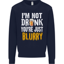 Not Drunk You're Blurry Funny Beer Alcohol Mens Sweatshirt Jumper Navy Blue