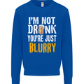 Not Drunk You're Blurry Funny Beer Alcohol Mens Sweatshirt Jumper Royal Blue