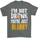 Not Drunk You're Blurry Funny Beer Alcohol Mens T-Shirt Cotton Gildan Charcoal