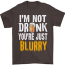 Not Drunk You're Blurry Funny Beer Alcohol Mens T-Shirt Cotton Gildan Dark Chocolate