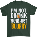 Not Drunk You're Blurry Funny Beer Alcohol Mens T-Shirt Cotton Gildan Forest Green
