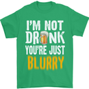 Not Drunk You're Blurry Funny Beer Alcohol Mens T-Shirt Cotton Gildan Irish Green