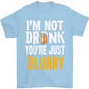 Not Drunk You're Blurry Funny Beer Alcohol Mens T-Shirt Cotton Gildan Light Blue