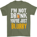 Not Drunk You're Blurry Funny Beer Alcohol Mens T-Shirt Cotton Gildan Military Green